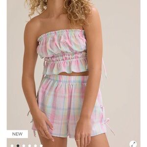 Altard state Pastel Plaid Fran tube top  & Fran Shorts Set